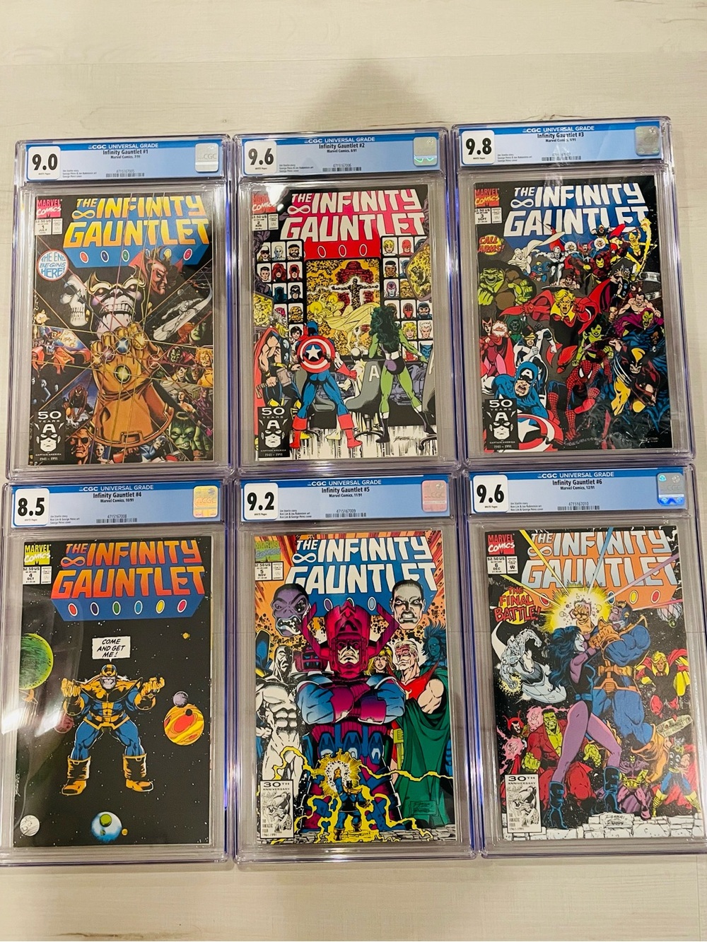 The Infinity Gauntlet - complete series 1-6 All CGC graded - 1991